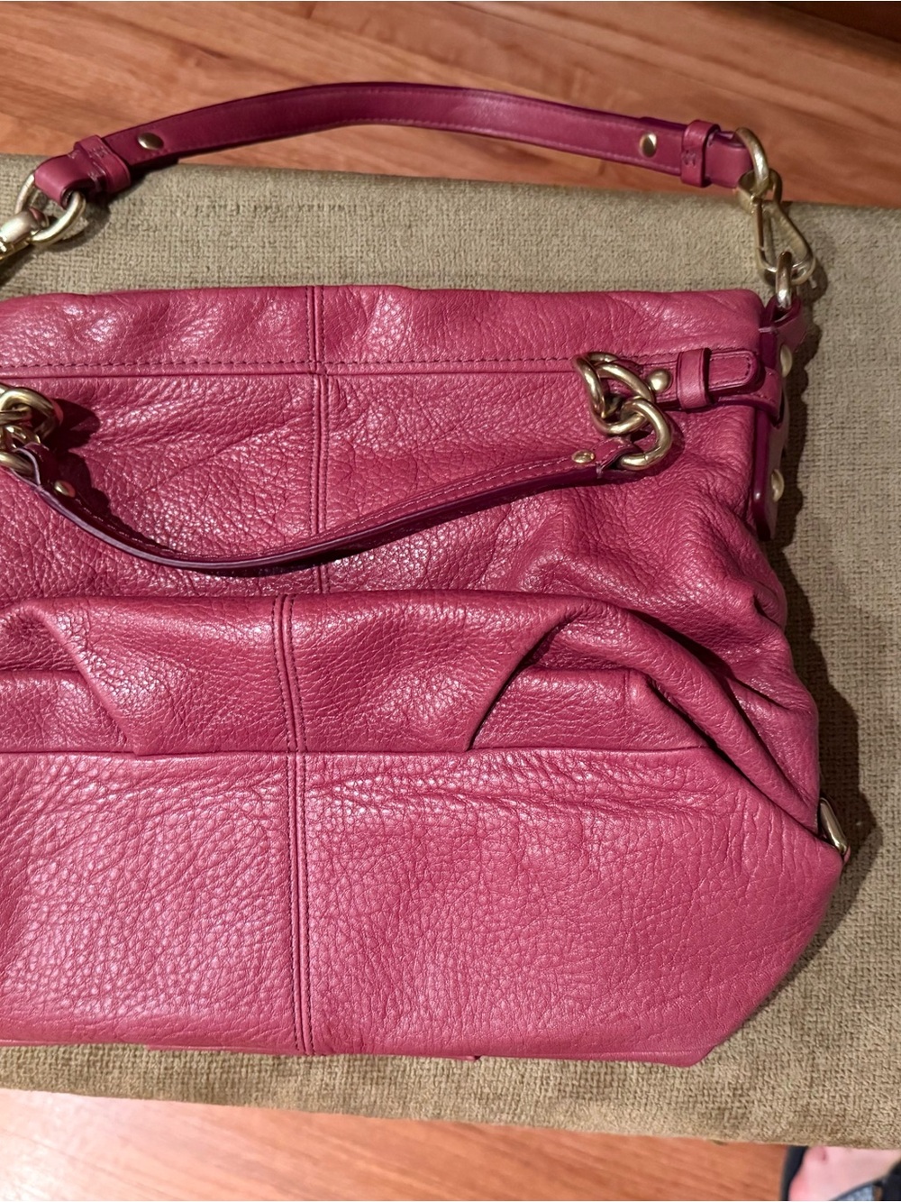 Coach Pebbled Leather Shoulder Bag in Raspberry - Picture 6 of 8